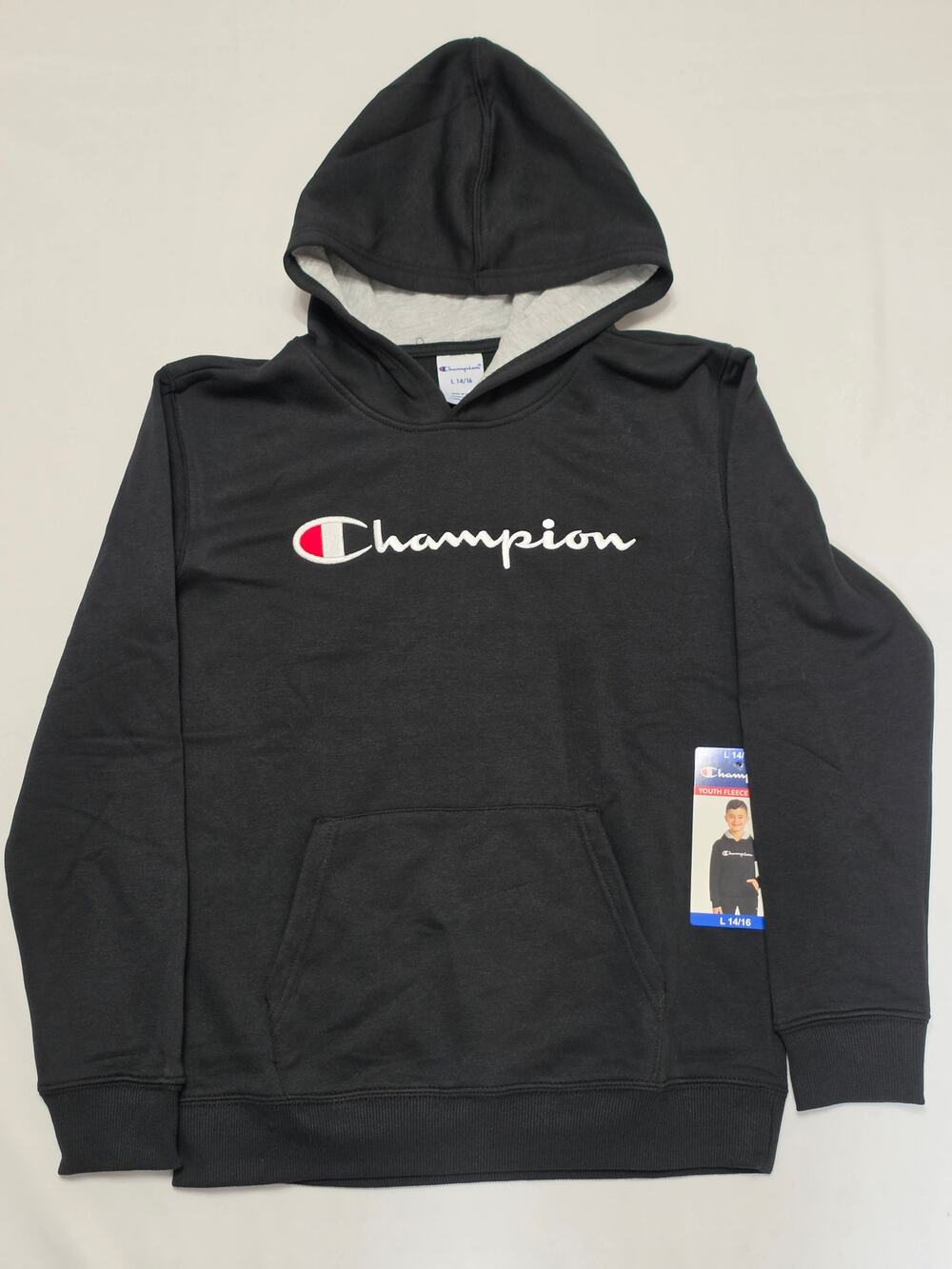Champion Youth Large Black Script Logo Hoodie – NWT